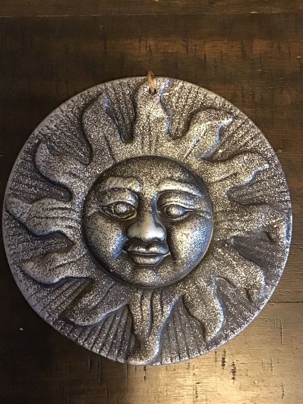 Metallic Silver Sun Wall Art Hanging - Decorative Home Accent